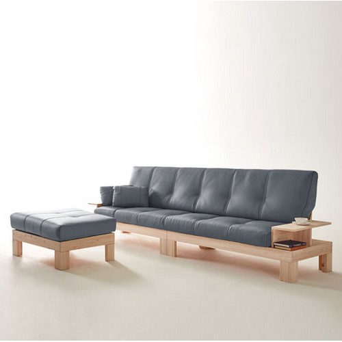 더젠 모비치 편백원목 천연통가죽 소파 4인용