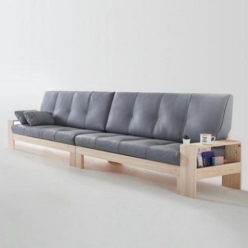 더젠 그랑테 편백원목 천연통가죽 소파 4인용