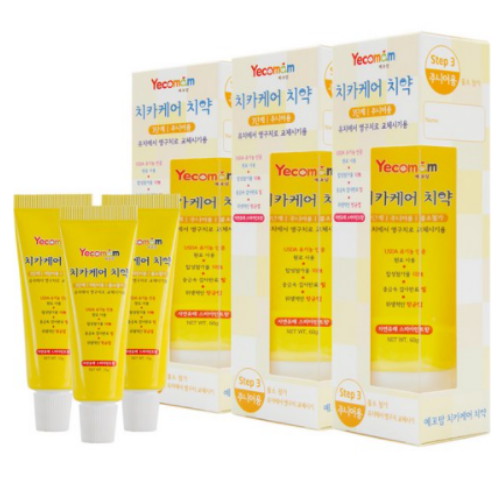 예꼬맘  치카케어 치약 3단계 60g + 미니치약 15g