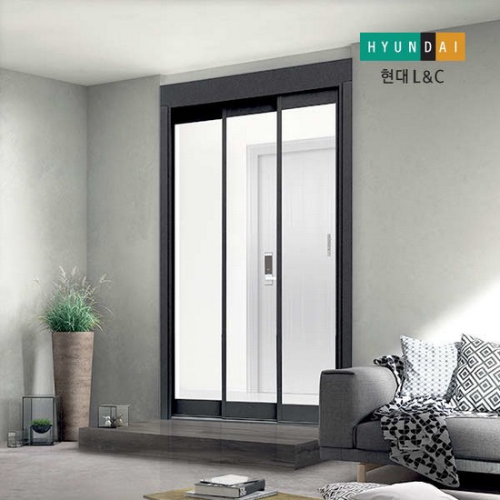 현대L&C  홈도어 PL 3연동 투명유리 오픈형 중문