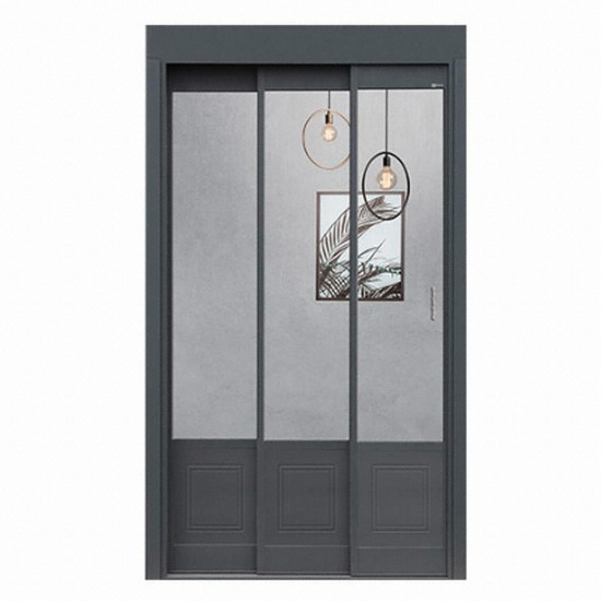 현대L&C  홈도어 PL 3연동 망입유리 고시형 중문