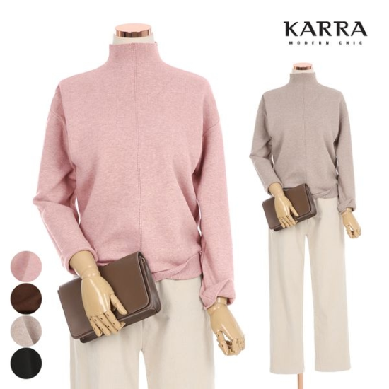 카라 KARRA 반폴넥심플라인니트_KB0WKN534C