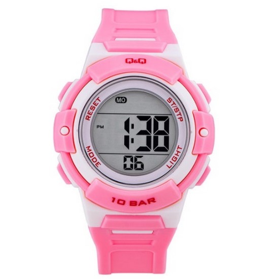 큐앤큐 M185J-004Y 투톤 화이트 핑크 디지털 어린이시계