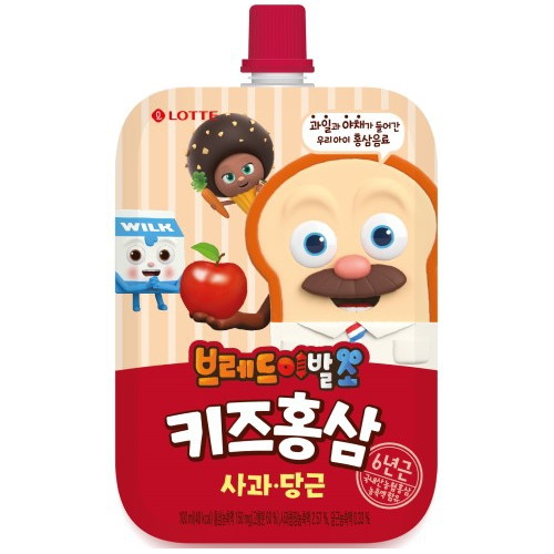  롯데칠성음료 핑크퐁 키즈홍삼 사과당근 100ml 1팩