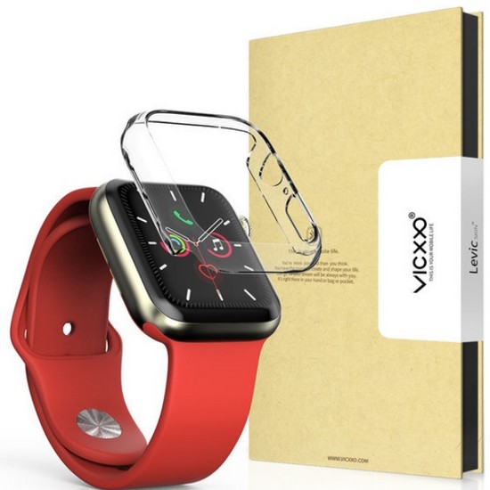 빅쏘  애플워치6/5/4/SE 레빅스킨 투명 하드 케이스 44mm 40mm