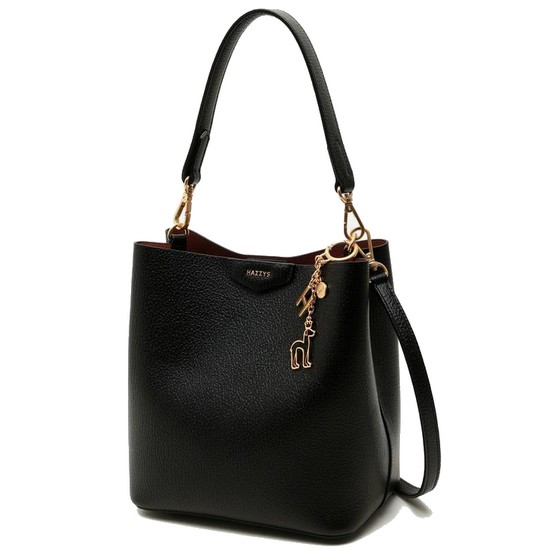 헤지스 블랙 로고 참장식 버킷백_HIBA1E803BK