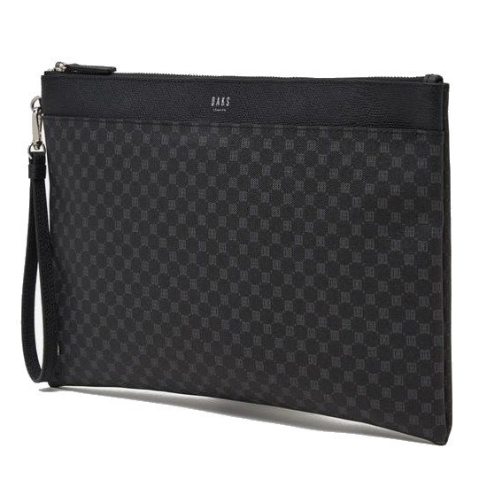닥스 블랙 가죽 DD로고 패턴 클러치백_DBBA1E466BK