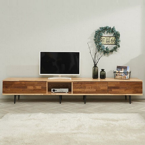 퍼스웰 펜토스 1단 원목 거실장세트 2400