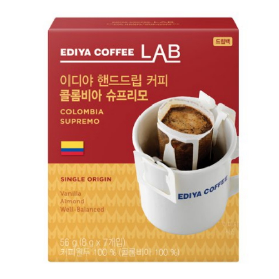 랩 이디야 핸드드립 커피 콜롬비아 슈프리모 7개입