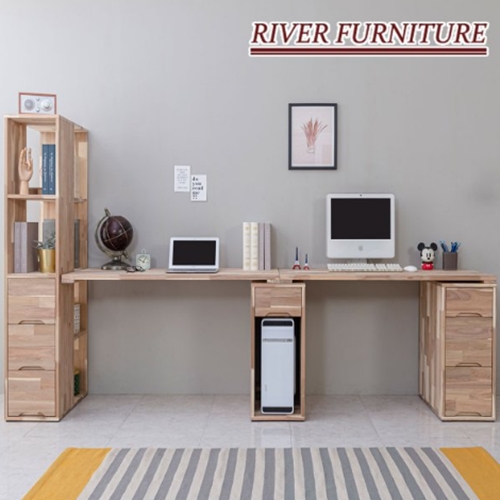 리버퍼니쳐 마쵸 아카시아원목 2인용 책상 풀세트 2400