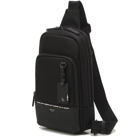 헤지스 남성 블랙 라인배색 슬링백_HJBA1E063BK