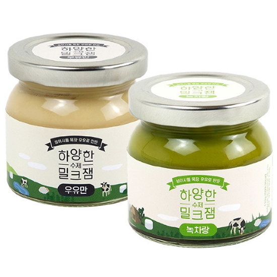 제주푸드마씸 하양한 수제밀크잼 110g 2종 (우유만+녹차랑)