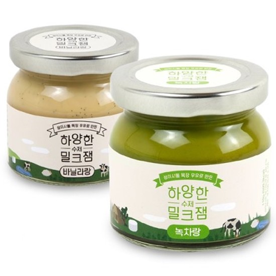제주푸드마씸 하양한 수제밀크잼 110g 2종 (녹차랑+바닐라랑)