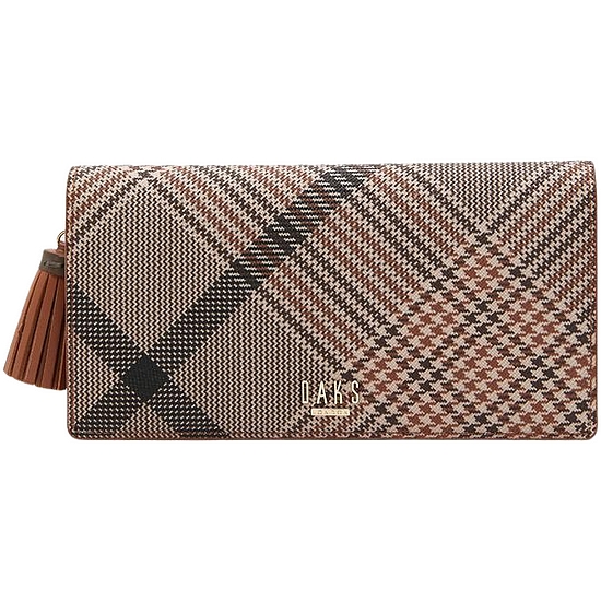 닥스 여성 브라운 태슬 체크패턴 장지갑_DCWA1E322W2