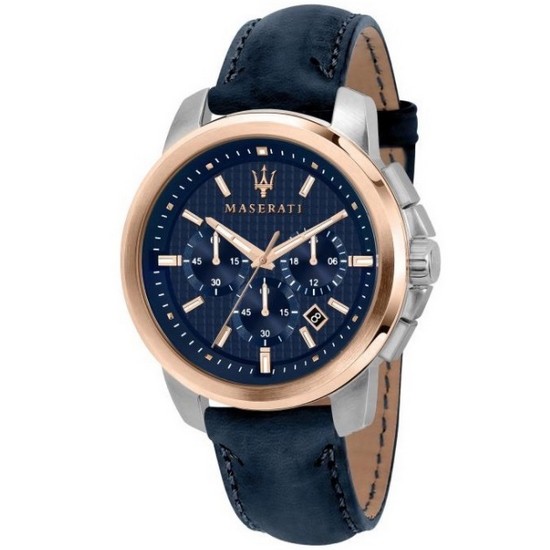 마세라티 SUCCESSO 오토캘린더 남자 가죽밴드시계 R8871621015