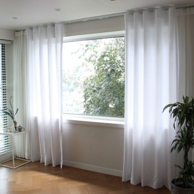 메종텍스타일 먼지없는 투톤블리치 화이트 커튼 기본플랫형