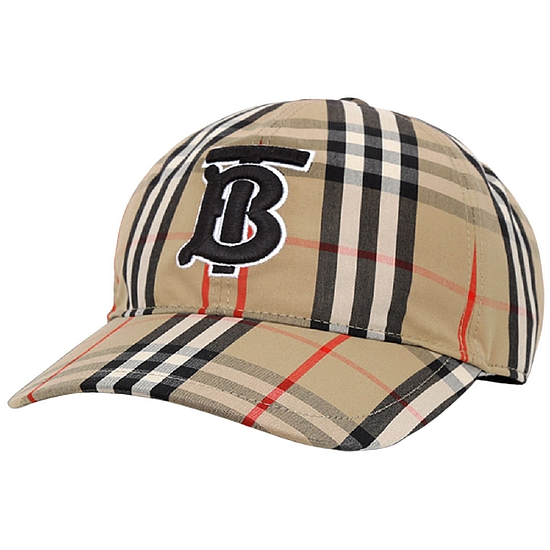 버버리 모노그램 모티프 빈티지 체크 코튼 볼캡_8038504