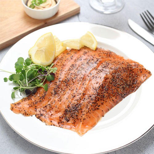 덕우수산  연어미식회 페퍼 훈제연어 슬라이스 200g