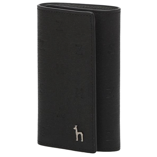 헤지스 악세서리 남성  GOLDEN LANE 블랙 로고패턴 소가죽 키홀더 HJWA1E566BK