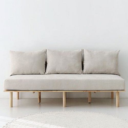 마켓비 BENKU 고무나무 패브릭 소파 3인용