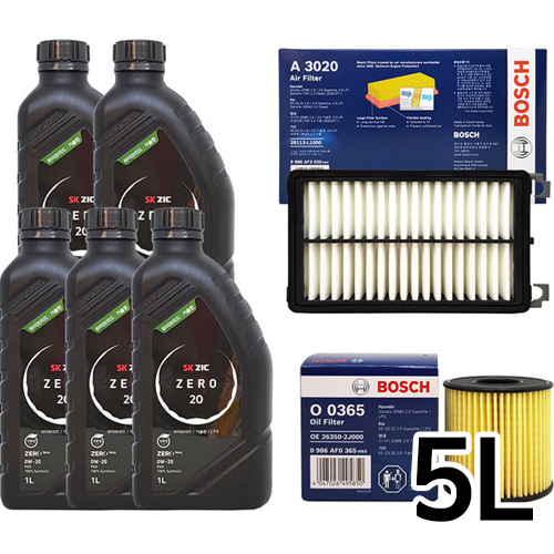 SK엔무브 ZIC 제로 SP 0W20 + 보쉬필터 쏘나타DN8 2.0 가솔린
