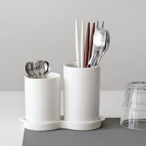 카모메키친 단아 2구 수저통 화이트