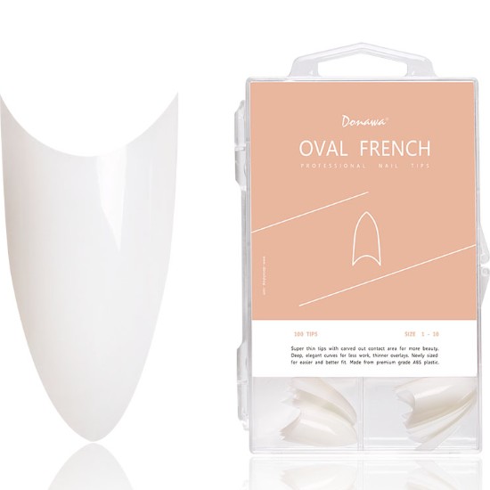 도나와 네일팁 인조손톱 오발 프렌치 내추럴 100nail CT164-100N-N