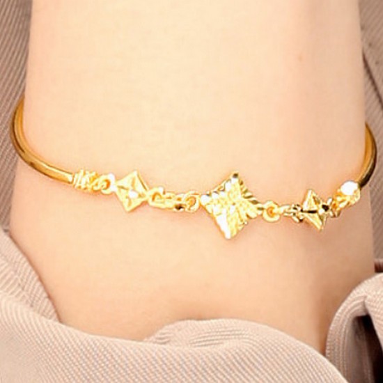 커플레인  여자 24K 순금 클로버 뱅글 팔찌 7.5g