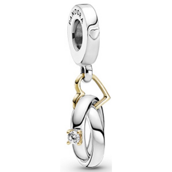 판도라  투톤 웨딩링 댕글 참 _799319C01