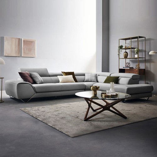 자코모 와드 코너 기능성 비텔로 슈렁큰 천연통가죽 소파 4인용