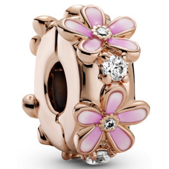판도라 PANDORA   로즈 핑크 데이지 스페이서 클립 참 _788809C01