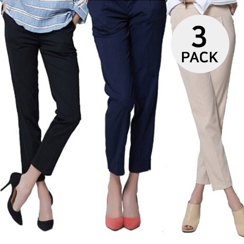 뱅뱅 여성 매직밴딩 원턱 스판슬랙스 3종세트 35974_KPC11502