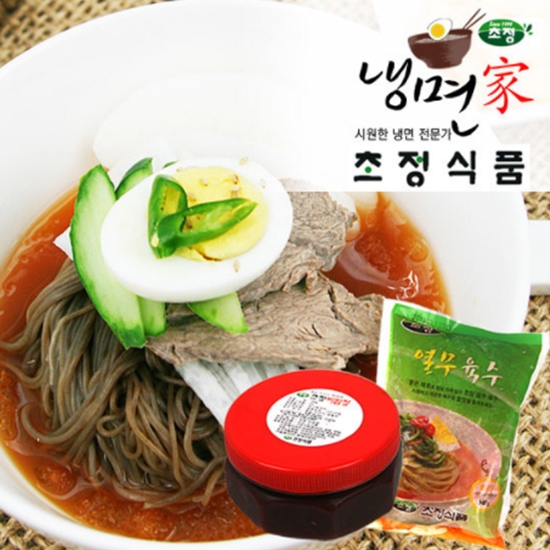 초정식품  냉면  냉면 매콤 시원한 칡 물냉면 5인분+비빔냉면 5인분  사리2kg+열무육수350gx5봉+비빔장300g   10인분