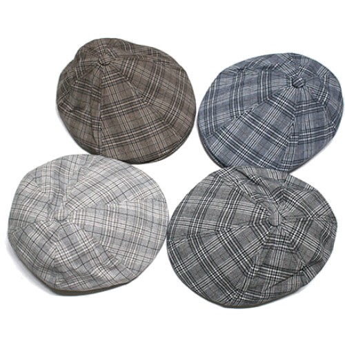 제이크로우  심플 체크 코튼 린넨 남녀공용 헌팅캡 JCCS-2SCHL1C08