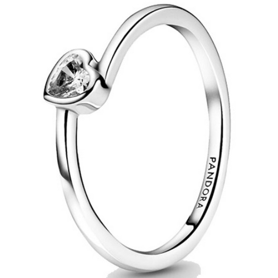 판도라 클리어 틸티드 하트 솔리테어 링_199267C02
