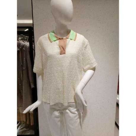 트리아나 여성카라플리츠블라우스 AH2BA09