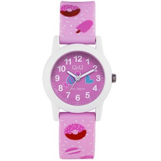 큐앤큐 VR99J-011Y 디저트 캐릭터 어린이시계 시간 학습 시계