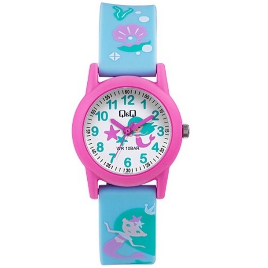 큐앤큐 VR99J-012Y 인어공주 캐릭터 캐주얼 패션 학습 어린이시계