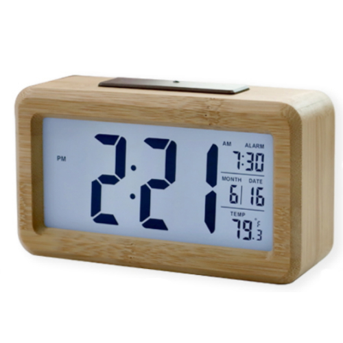 플랜룩스  무소음 알람시계 우드 디지털 전자 탁상시계 건전지사용