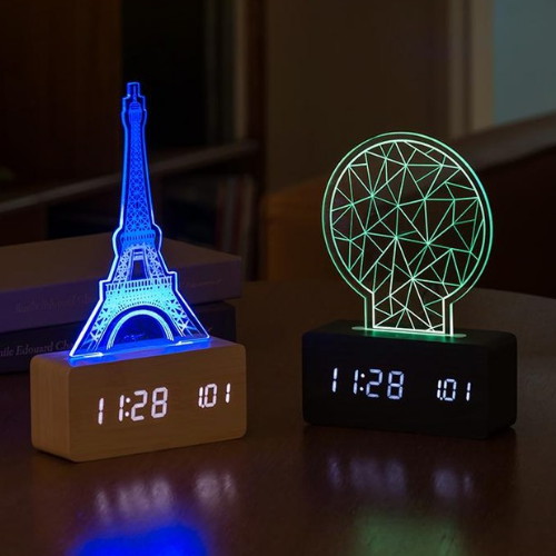 지성아이엔씨 플라이토 우드 로맨틱 무드등 인테리어 LED 탁상시계