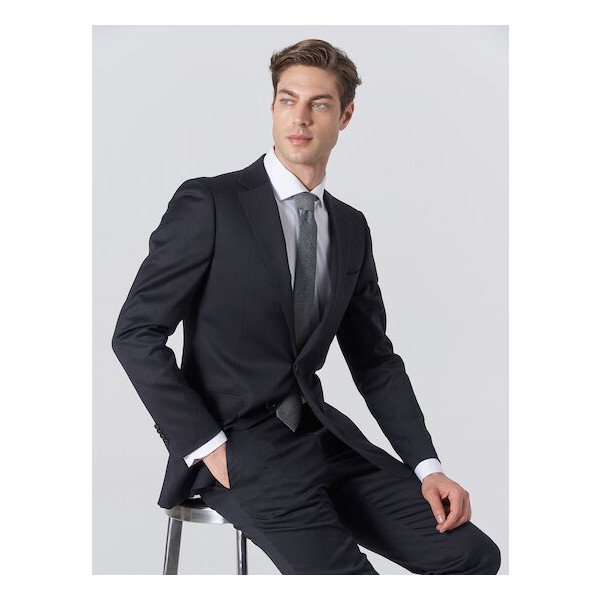 갤럭시 ITALY  챠콜 그레이 솔리드 레귤러 핏 정장 재킷_GA1301O024