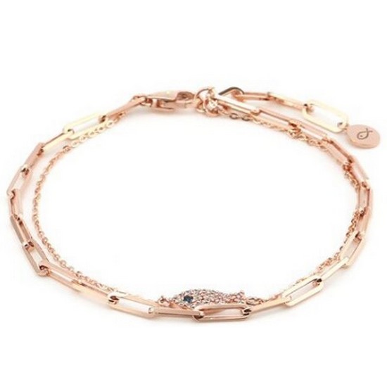 비앤비골드  14K 블루D컬러Q 물고기 두줄 체인 팔찌 NPB27568