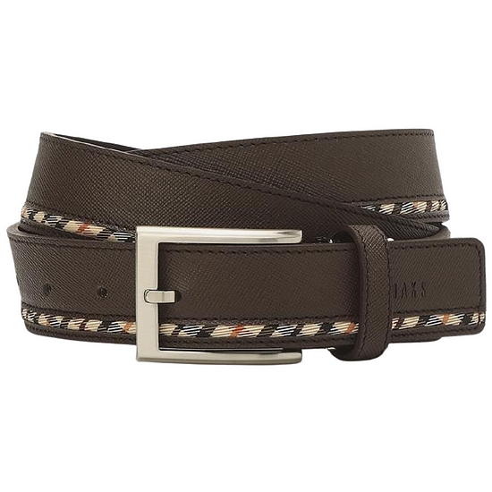 닥스 남성 브라운 라인배색 소가죽 벨트_DBBE1F202W3