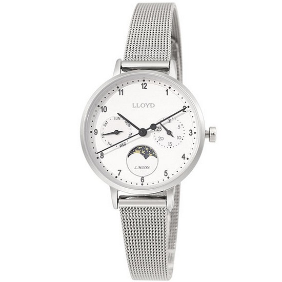 동아 로이드 엘문 클래식 문페이즈 실버 메쉬시계 LL2M18614CSS_