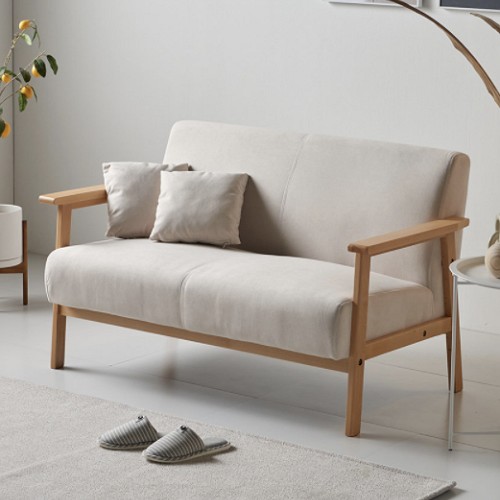 위드홈 슬로 원목 아쿠아 스웨이드 패브릭 소파 2인용