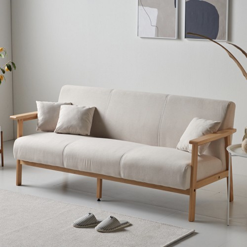 위드홈 슬로 원목 아쿠아 스웨이드 패브릭 소파 3인용