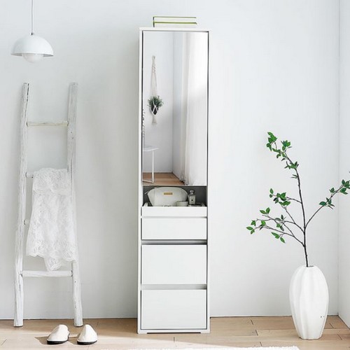 원스홈  클로이 전신거울 슬림 서랍형 화장대 400