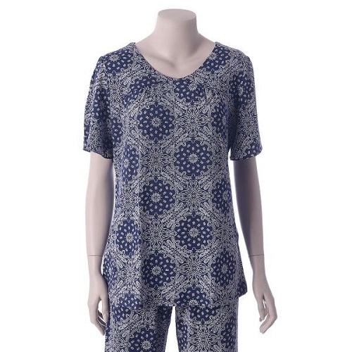 와코루 인견 다마스크 나염 이지웨어 상의 WPA790WS NB