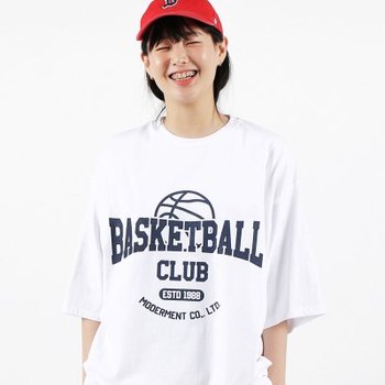 텐바이텐 바스켓볼 오버사이즈 반팔 티셔츠 화이트