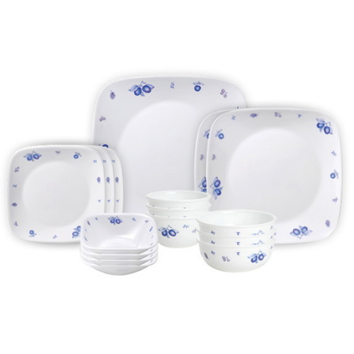 코렐 블루베리 3인 사각 홈세트 16P